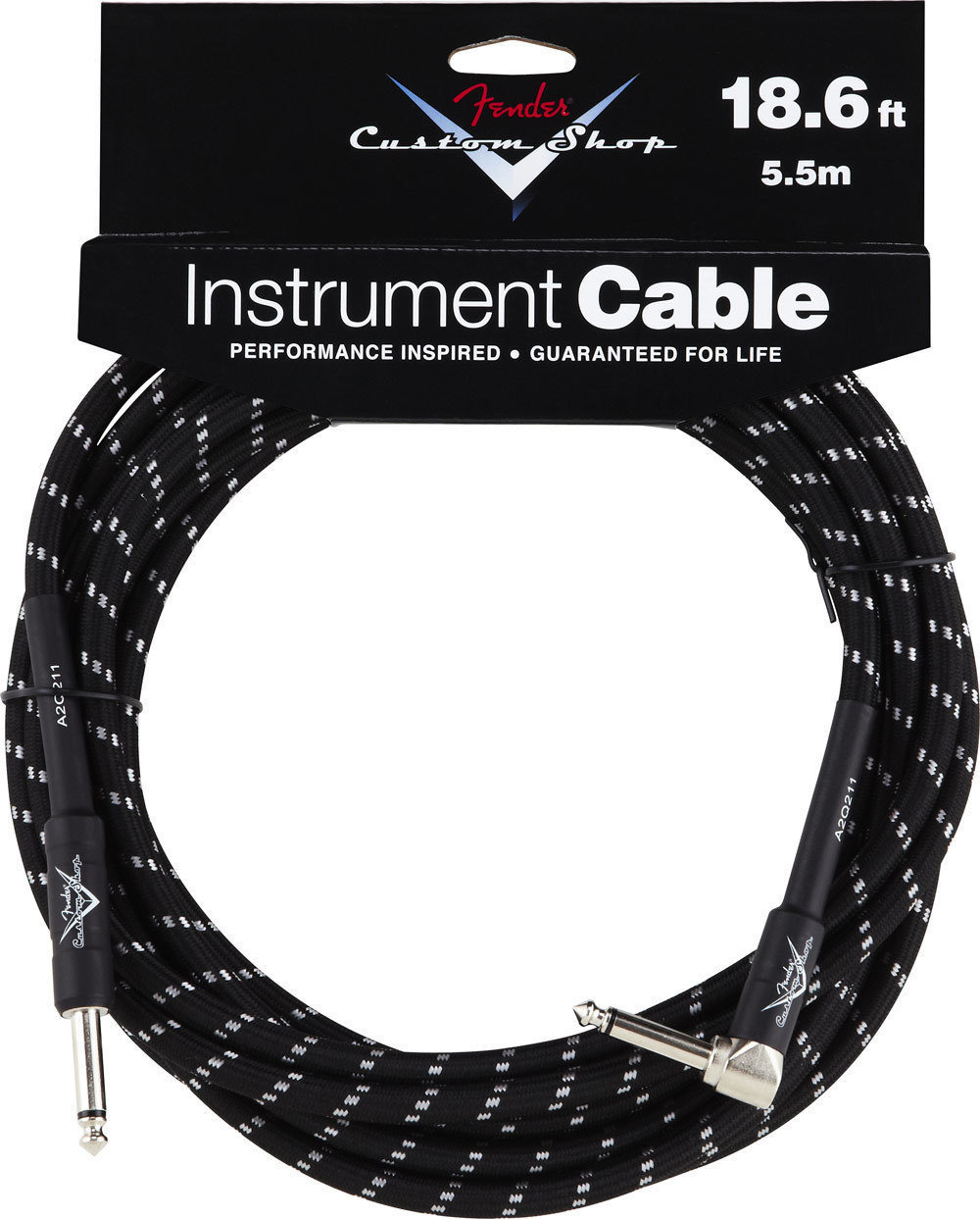 Instrument Cable Fender Custom Shop Performance Series Cable 5.5m Black Tweed Angled