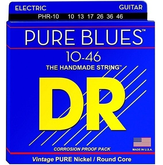 Cordes pour guitares électriques DR Strings PHR 10 Pure Blues Nickel Medium Electric Guitar Strings