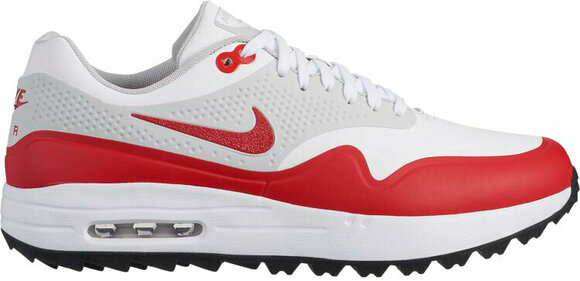 Calçado de golfe para homem Nike Air Max 1G Mens Golf Shoes White/University Red US 12 - 1