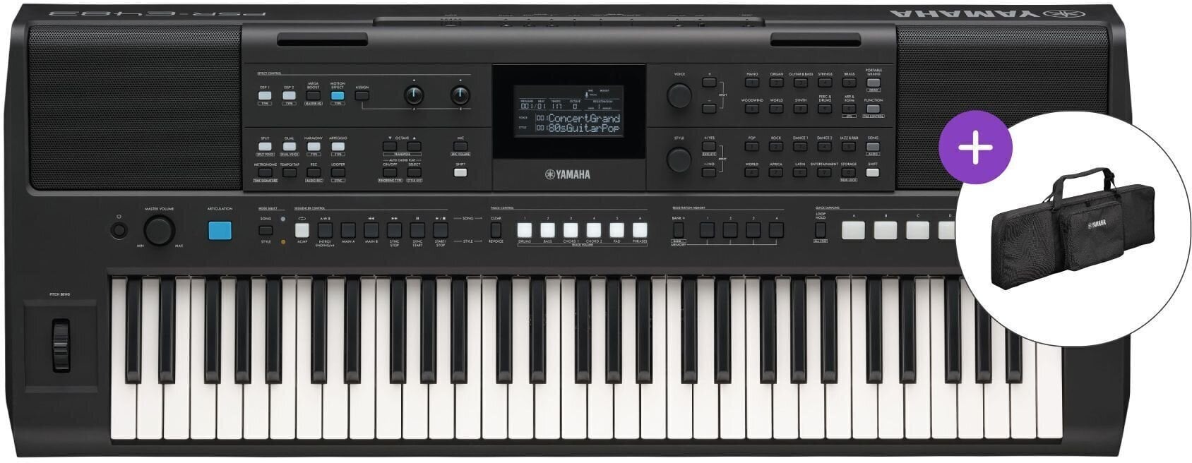 Keyboard with Touch Response Yamaha PSR-E483 SET 3 Keyboard with Touch Response Black