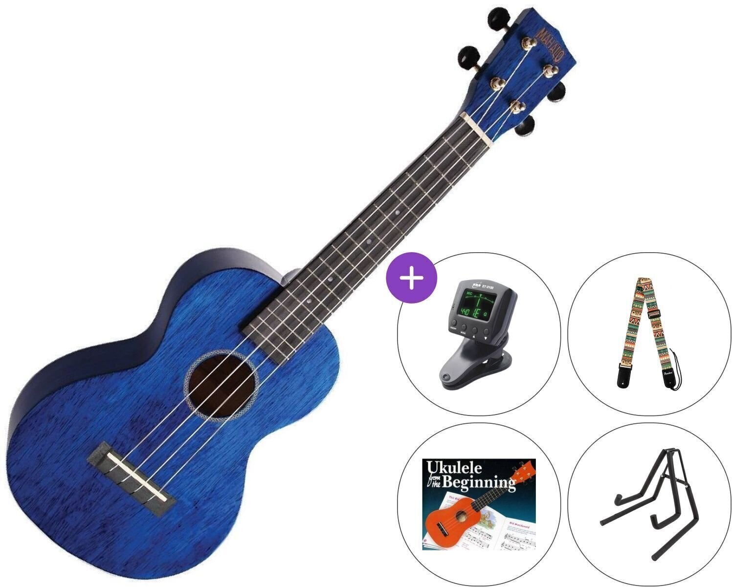 Koncertni ukulele Mahalo MH2-TBU SET Trans Blue Koncertni ukulele