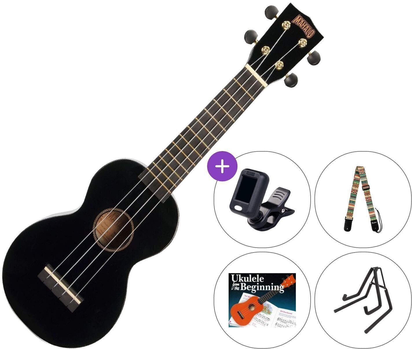 Σοπράνο Γιουκαλίλι Mahalo MR1-BK Deluxe SET Black Σοπράνο Γιουκαλίλι