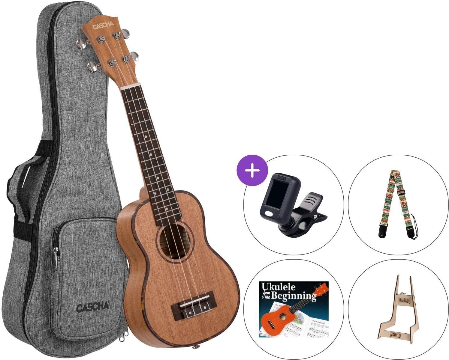Soprano Ukulele Cascha HH 2026 SET Natural Soprano Ukulele