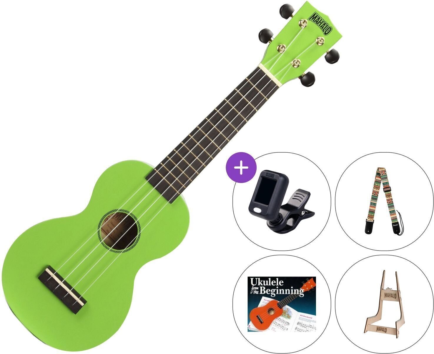 Sopraanoukulele Mahalo MR1 SET Green Sopraanoukulele