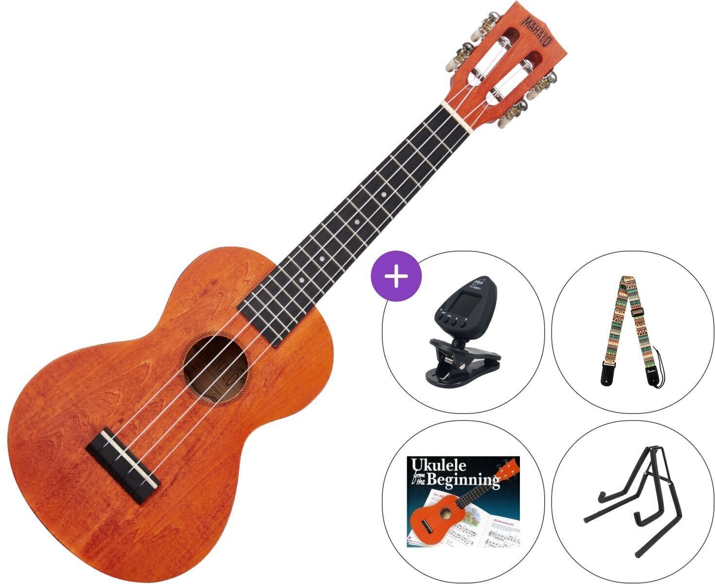 Concert Ukulele Mahalo ML2OS SET Orange Sunset Fade Concert Ukulele