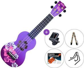 Сопрано укулеле Mahalo Hibiscus SET Hibiscus Purple Burst Сопрано укулеле