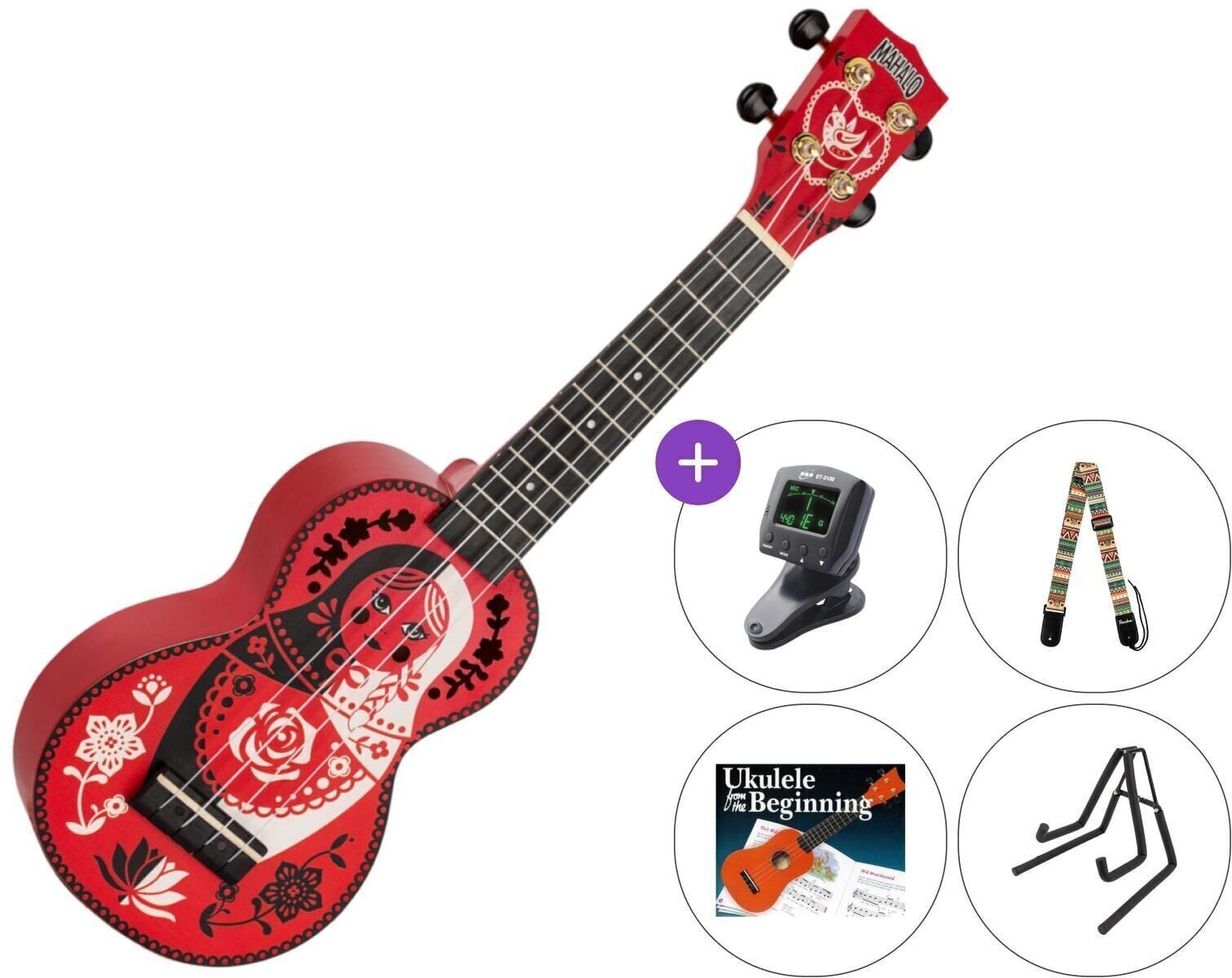 Ukulele soprano Mahalo MA1RD Art Series SET Russian Doll Ukulele soprano