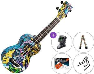 Soprano ukulele Mahalo MA1GR Art II Series SET Graffiti Soprano ukulele