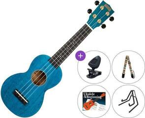 Soprano Ukulele Mahalo MS1TBU SET Transparent Blue Soprano Ukulele