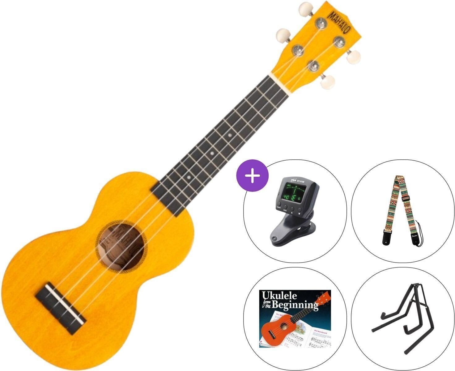 Soprano ukulele Mahalo ML1SF SET Sunflower Soprano ukulele