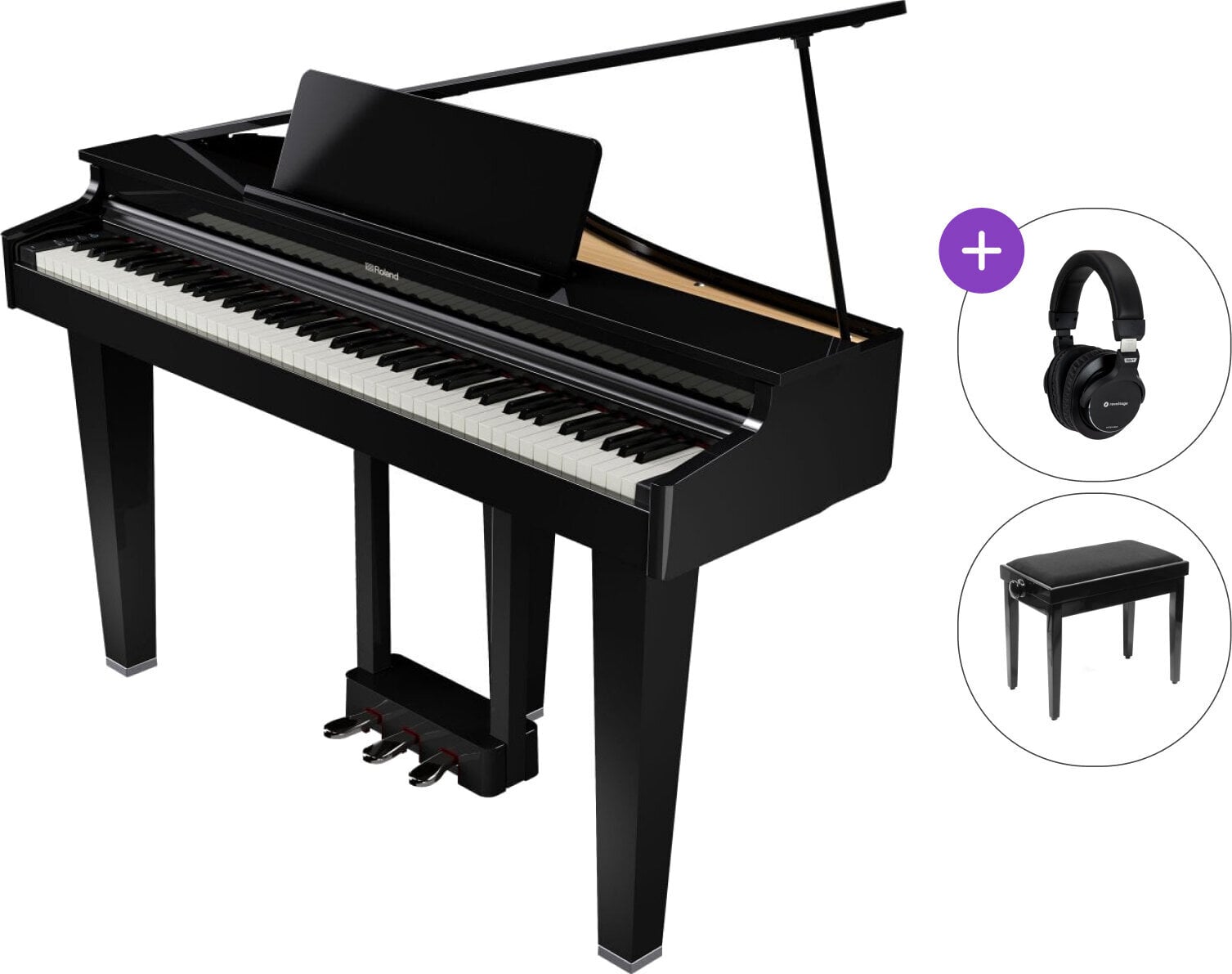 Piano de cauda grand digital Roland GP-3 SET Piano de cauda grand digital Polished Ebony