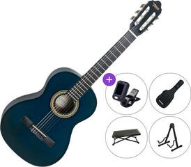 Guitare classique taile 3/4 pour enfant Valencia VC203 SET Transparent Blue Guitare classique taile 3/4 pour enfant