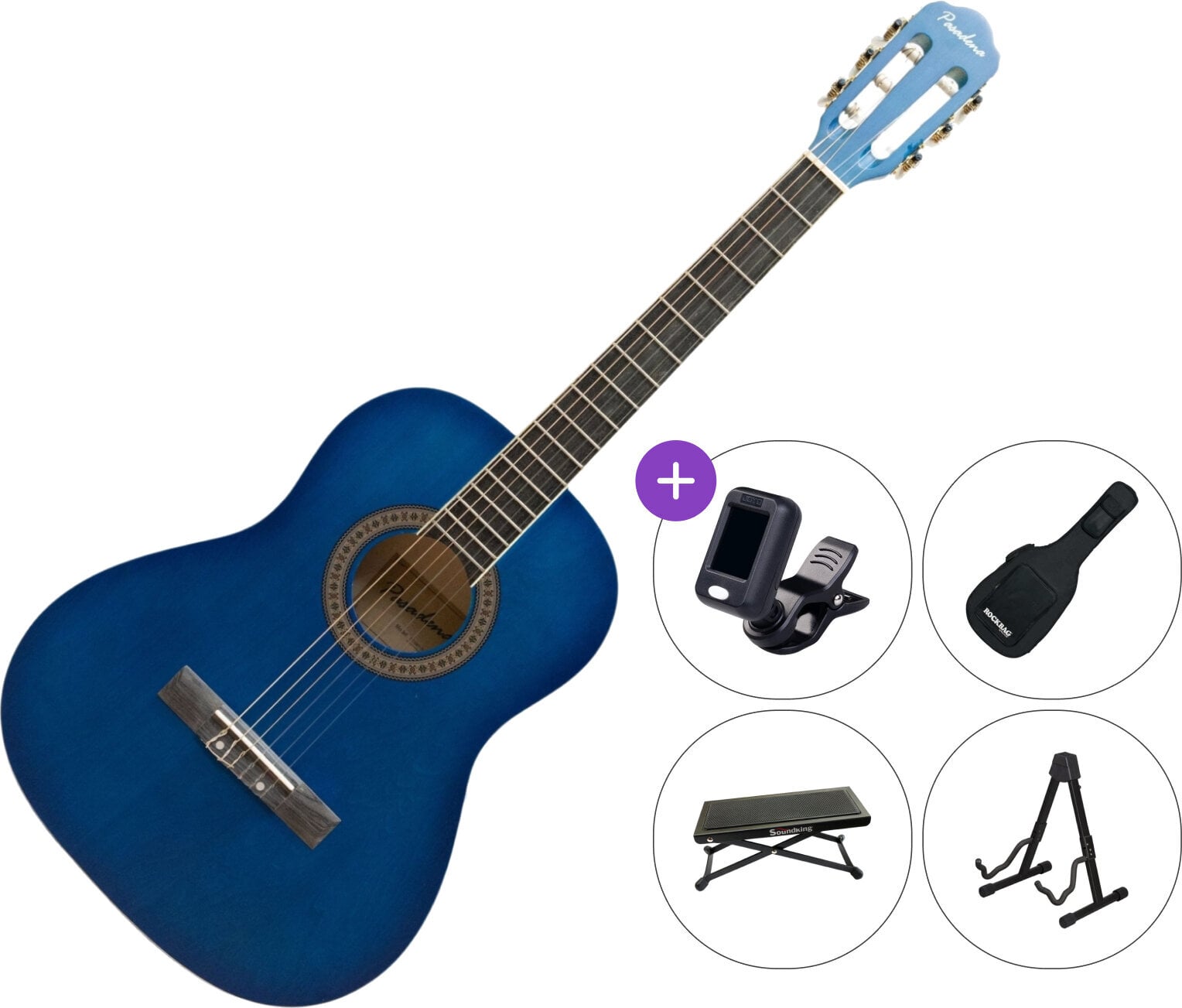Klassisk gitarr Pasadena SC041 3/4 BL SET Blue Klassisk gitarr