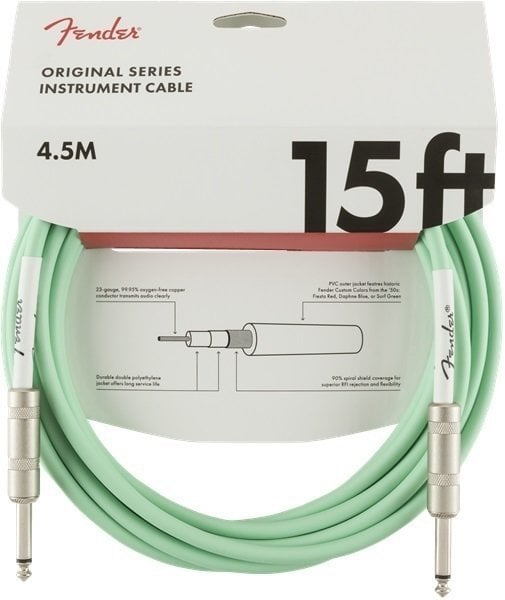 Instrument Cable Fender Original Series Green 4,5 m Straight - Straight