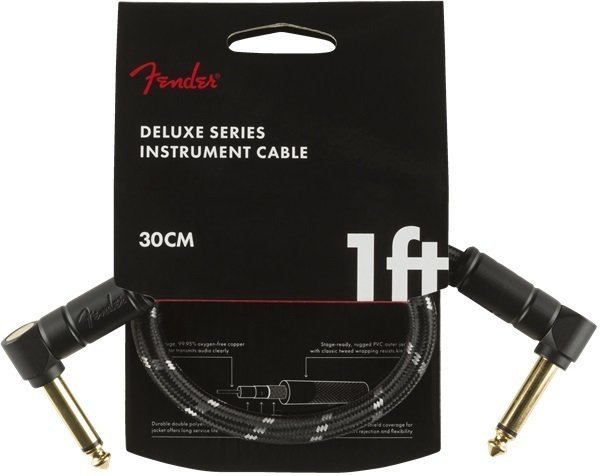 Kabel rozgałęziacz, Patch kabel Fender Deluxe Series 099-0820-095 Czarny 30 cm Kątowy - Kątowy