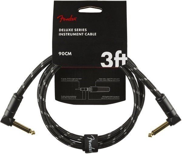 Adapter/Patch-kabel Fender Deluxe Series 099-0820-096 Sort 90 cm Vinklet - Vinklet