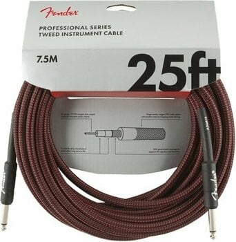 Nástrojový kabel Fender Professional Series Červená 7,5 m Rovný - Rovný - 1