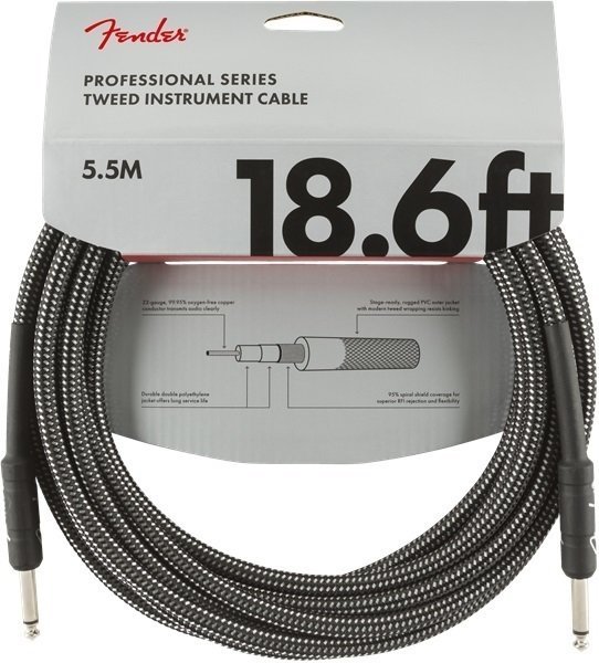 Nástrojový kabel Fender Professional Series Šedá 5,5 m Rovný - Rovný