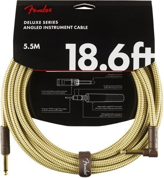 Instrument Cable Fender Deluxe Series Yellow 5,5 m Straight - Angled