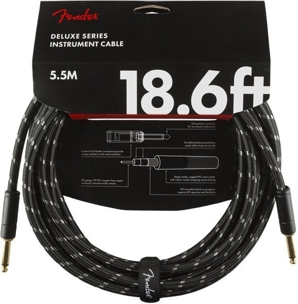 Câble pour instrument Fender Deluxe Series Noir 5,5 m Droit - Droit