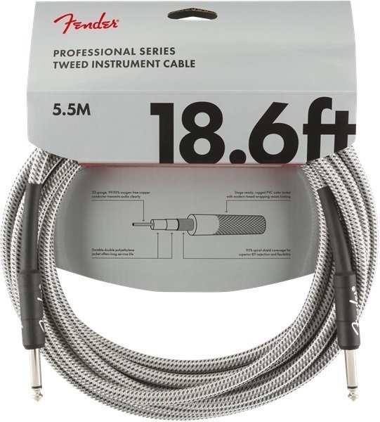 Nástrojový kabel Fender Professional Series Bílá 5,5 m Rovný - Rovný