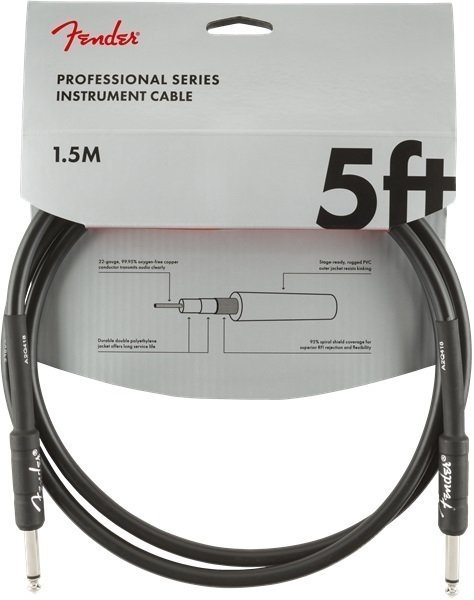 Kabel za glasbilo Fender Professional Series Črna 150 cm Ravni - Ravni