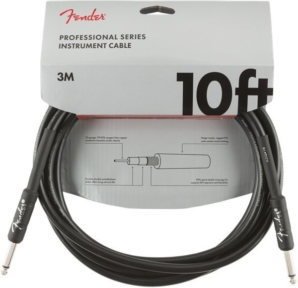 Инструментален кабел Fender Professional Series Черeн 3 m Директен - Директен