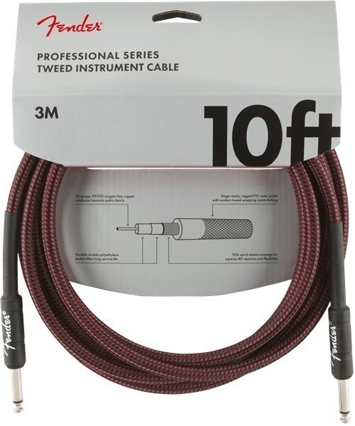 Câble pour instrument Fender Professional Series Rouge 3 m Droit - Droit
