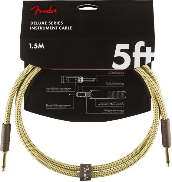 Instrument Cable Fender Deluxe Series Yellow 150 cm Straight - Straight