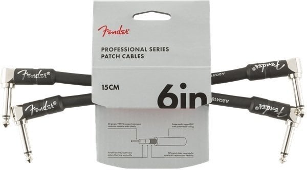Patch kábel Fender Professional Series 2-Pack A/A 15 Fekete 15 cm Pipa - Pipa