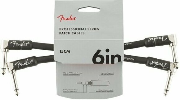 Propojovací kabel, Patch kabel Fender Professional Series 2-Pack A/A 15 Černá 15 cm Lomený - Lomený - 1