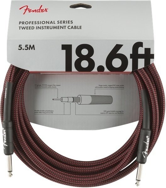 Nástrojový kabel Fender Professional Series Červená 5,5 m Rovný - Rovný
