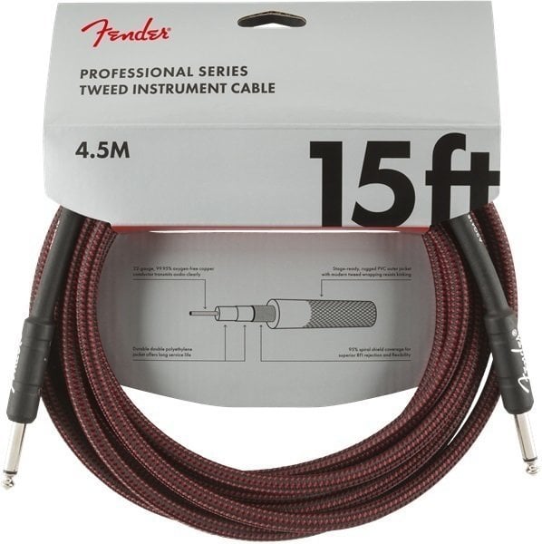 Nástrojový kabel Fender Professional Series Červená 4,5 m Rovný - Rovný