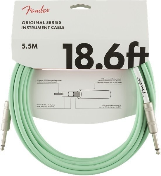 Câble pour instrument Fender Original Series Vert 5,5 m Droit - Droit