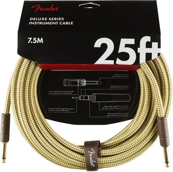 Instrument Cable Fender Deluxe Series Yellow 7,5 m Straight - Straight