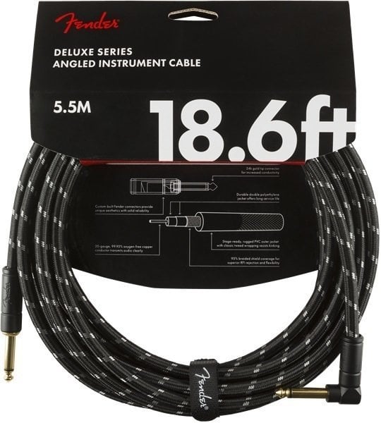 Kabel za glasbilo Fender Deluxe Series Črna 5,5 m Ravni - Kotni