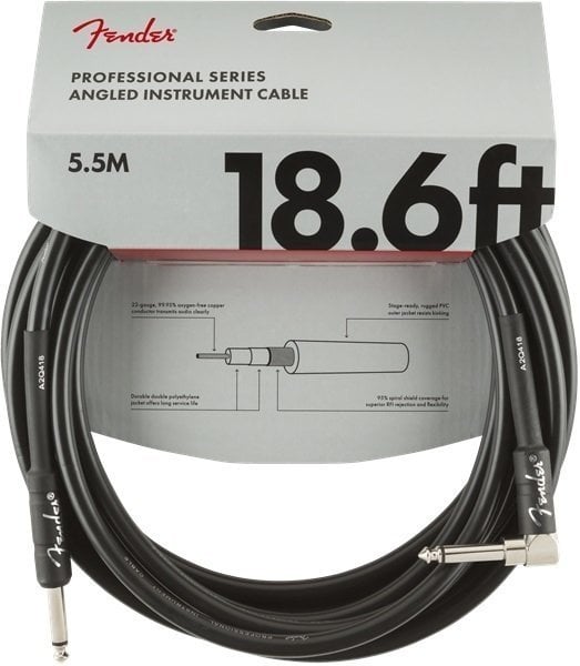 Câble pour instrument Fender Professional Series Noir 5,5 m Droit - Angle