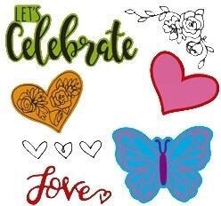 Template Sizzix 662644 Cutting Template Set Butterfly/Heart/Celebrate 11 pcs
