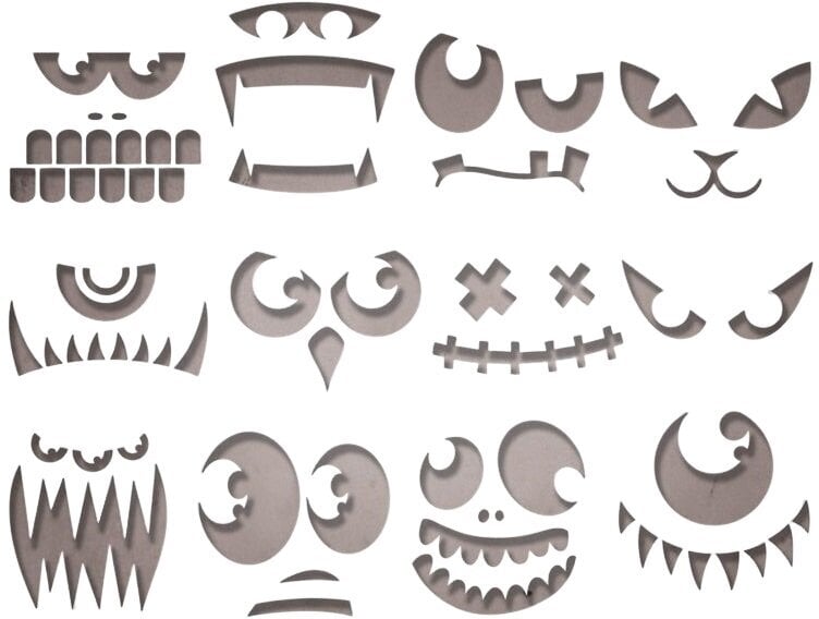 Mall Sizzix 663090 Skärmall Läskiga ansikten 12 st