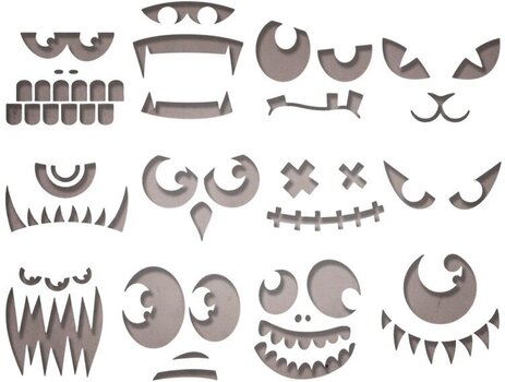 Mall Sizzix 663090 Skärmall Läskiga ansikten 12 st - 1