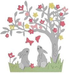 Mal Sizzix Thinlits Dies Rabbits Under Tree 3 pcs