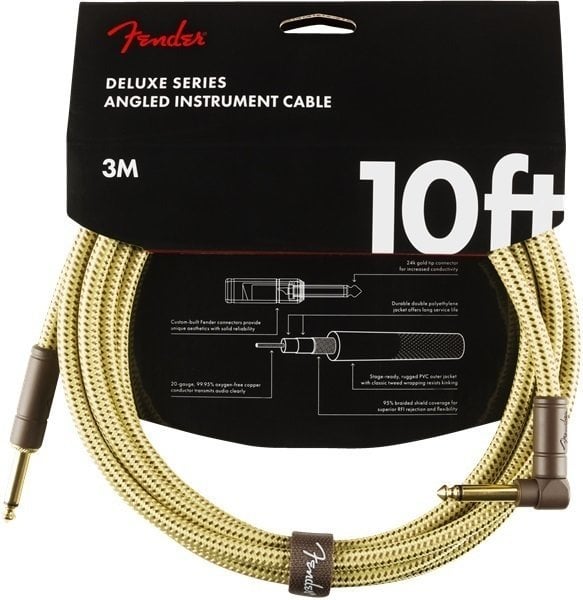 Instrument Cable Fender Deluxe Series Yellow 3 m Straight - Angled