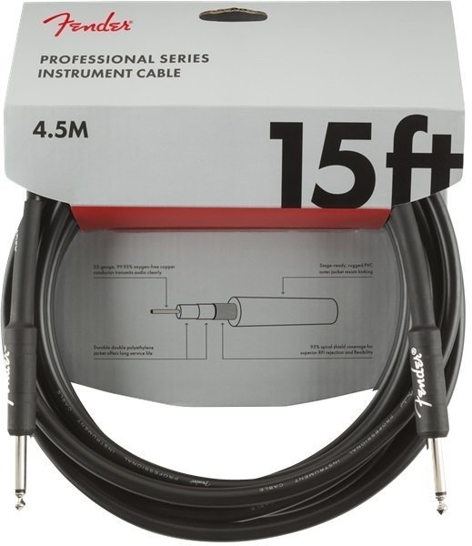 Câble pour instrument Fender Professional Series Noir 4,5 m Droit - Droit