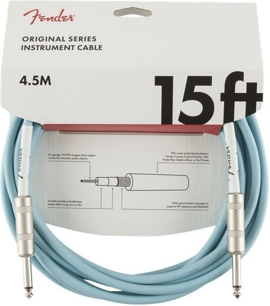 Câble pour instrument Fender Original Series Bleu 4,5 m Droit - Droit