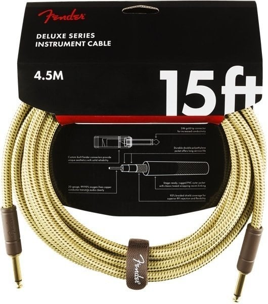 Instrument Cable Fender Deluxe Series Yellow 4,5 m Straight - Straight