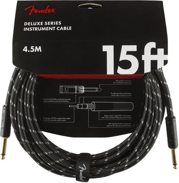 Câble pour instrument Fender Deluxe Series Noir 4,5 m Droit - Droit