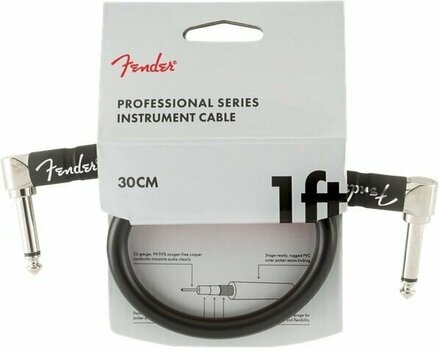 Cable adaptador/parche Fender Professional Series  A/A Negro 30 cm Angulado - Angulado - 1