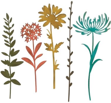 Šablona Sizzix 664163 Řezací šablona Luční květiny 5 ks - 1