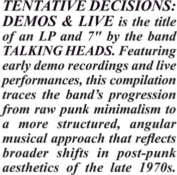 LP ploča Talking Heads - Tentative Decisions: Demos & Live (LP + 7" Single) - 1
