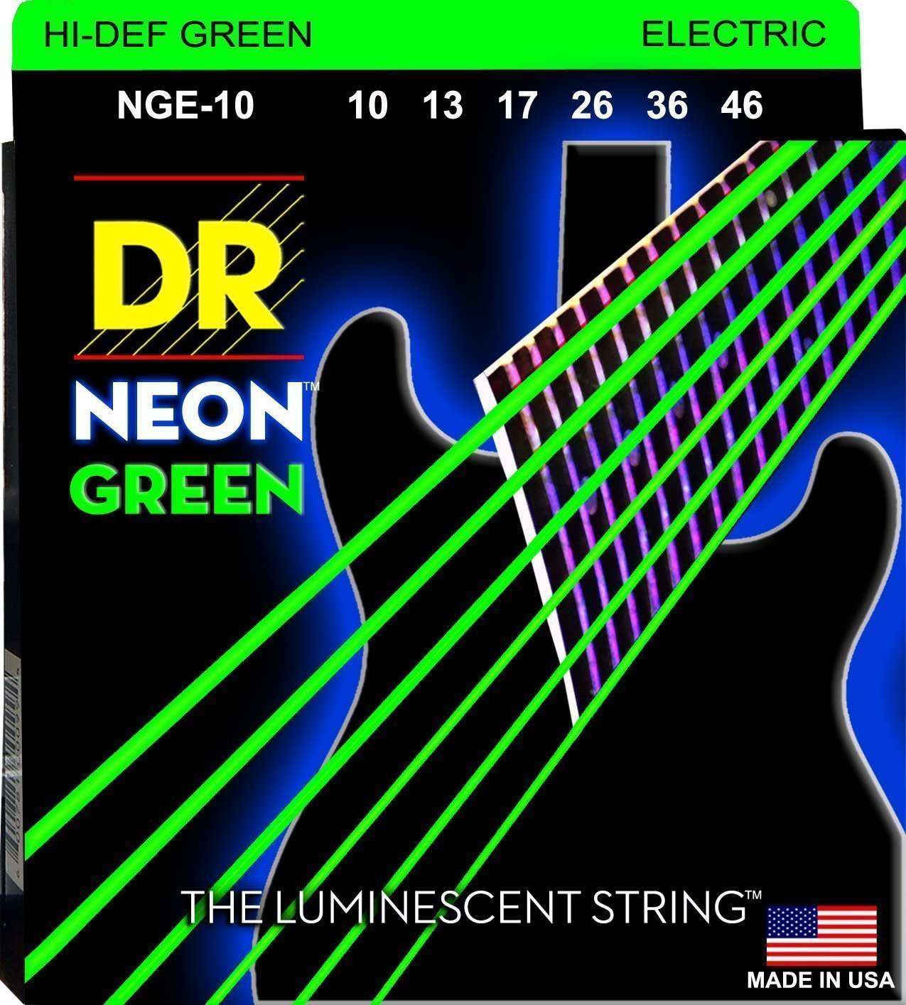 Cordes pour guitares électriques DR Strings NGE-10 Neon